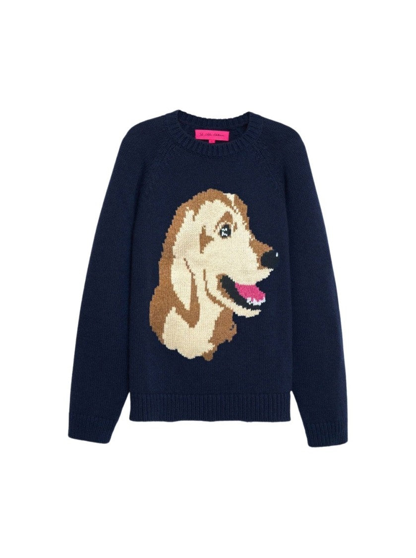 The Elder Statesman Retriever Raglan Sweater Navy