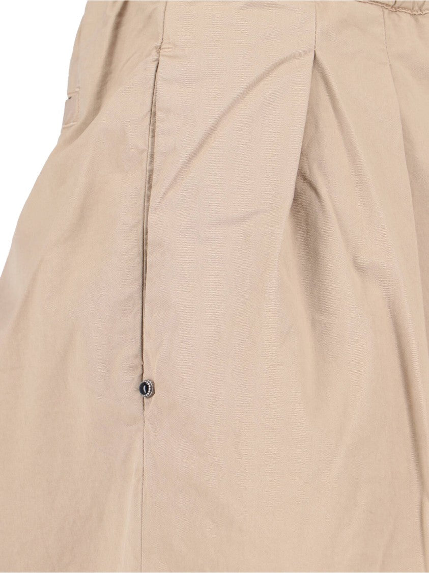White Sand Straight-Leg Pants With Elastic Waistband And Adjustable Belt