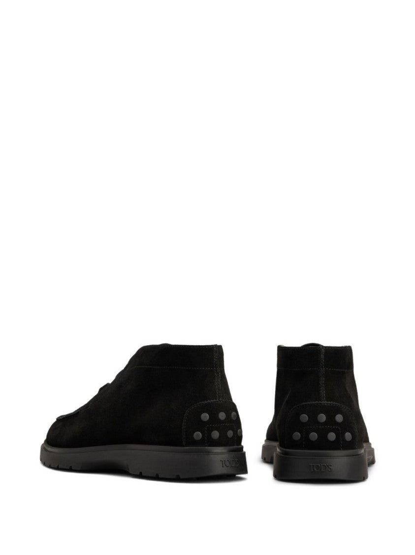 Tod's Black Suede Flat Shoes