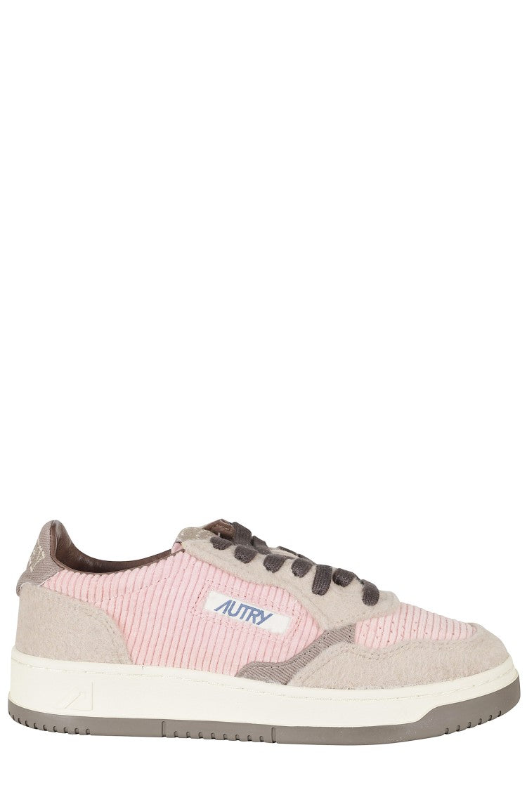 Autry Pink And Chocolate Medalist Low Suede Sneakers