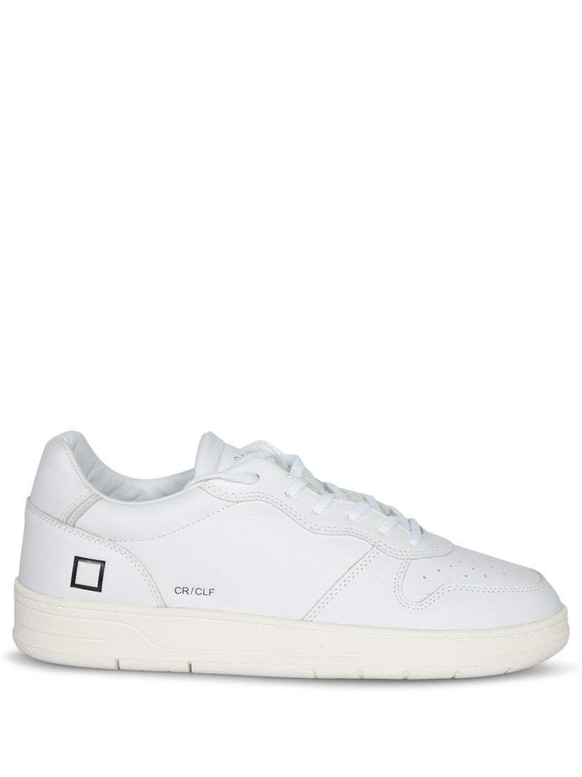 D.A.T.E Minimalist White Sneakers With Smooth Leather Upper