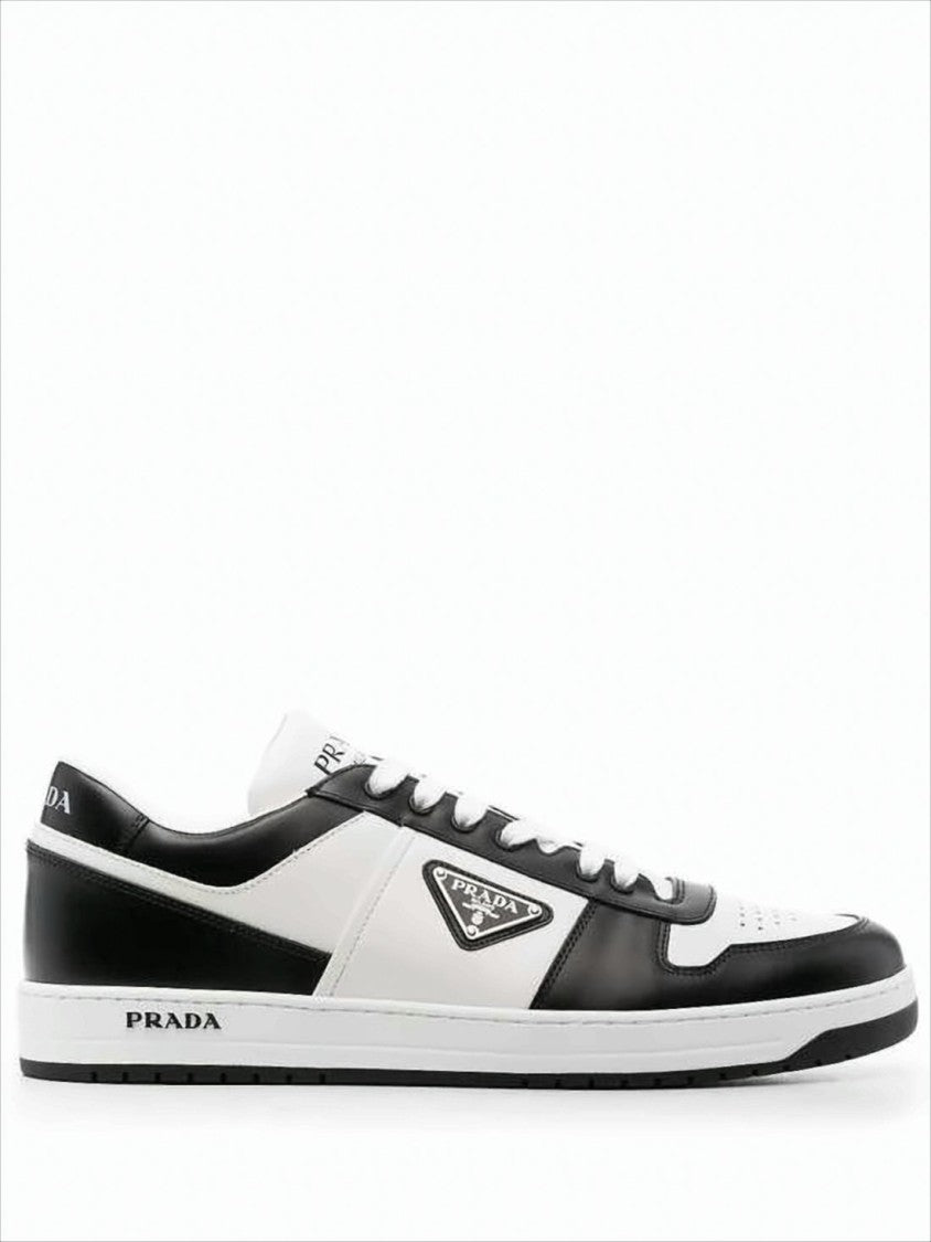 Prada Low-Top Sneakers With Perforated Detailing And Contrasting Trim