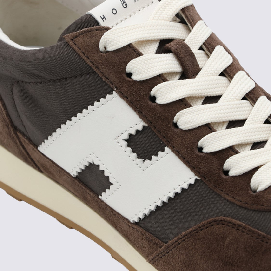 Hogan Dark Brown Suede Sneakers With White Detailing