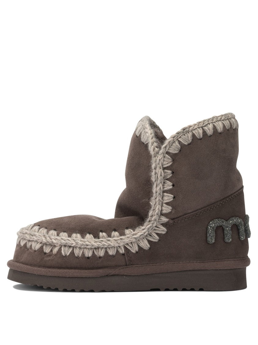 Mou Textured Sheepskin Ankle Boots
