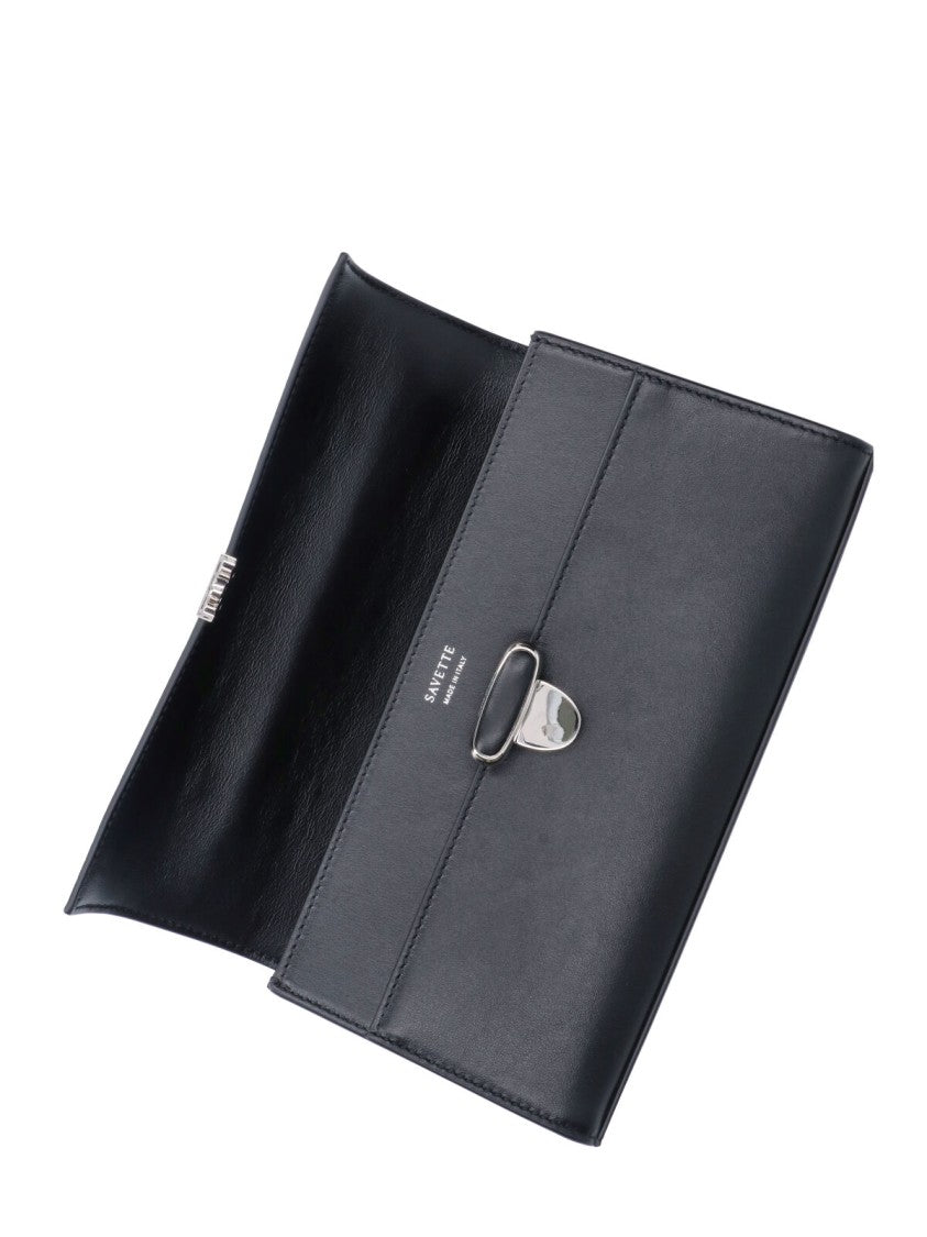 Savette Black Symmetry Twist-Lock Leather Clutch