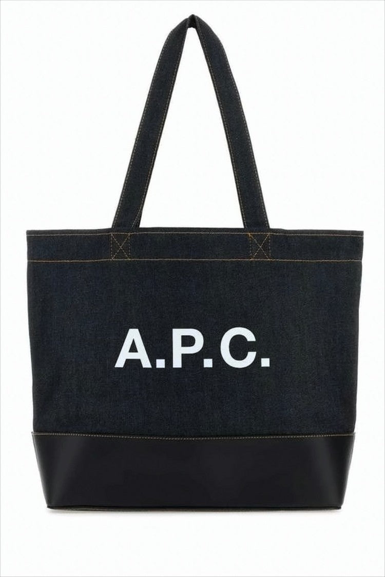A.P.C. Structured Denim Tote Bag With Contrasting Leather