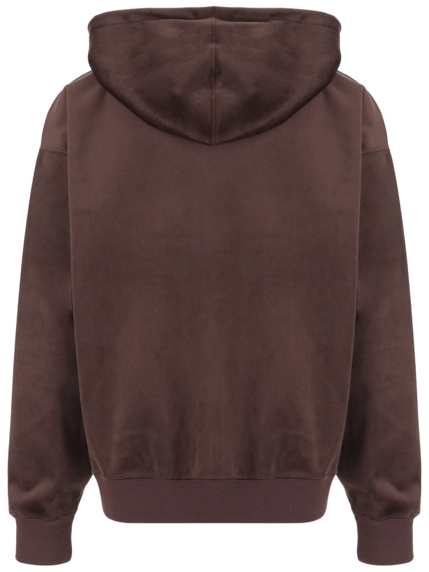 Y-3 Light Burgundy Ribbed Velvet Nylon Hoodie
