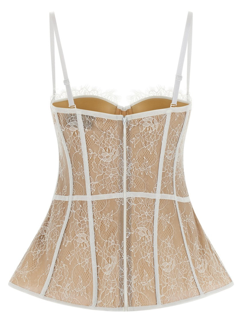 Giuseppe Di Morabito Structured Lace Bustier Top With Flared Silhouette