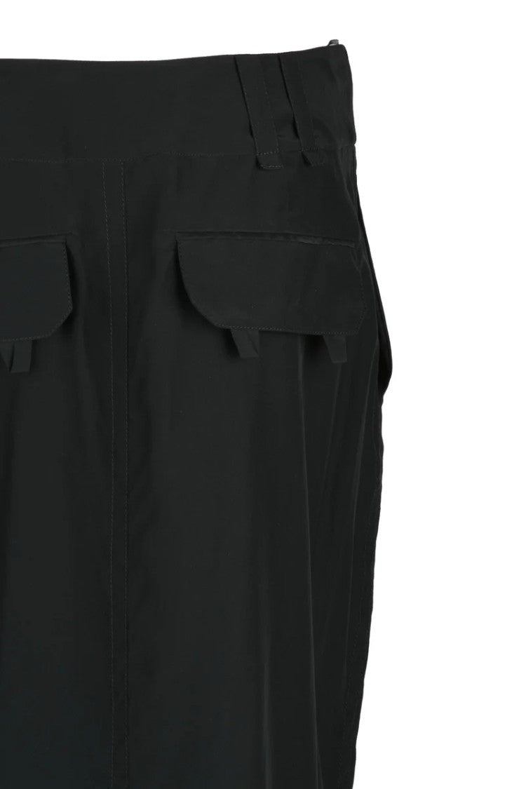 Saint Laurent Silk Midi Skirt - Black