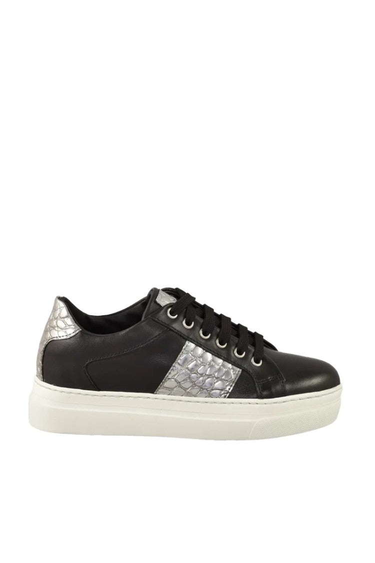 Twelve Style Division Leather Sneakers - Black/Silver