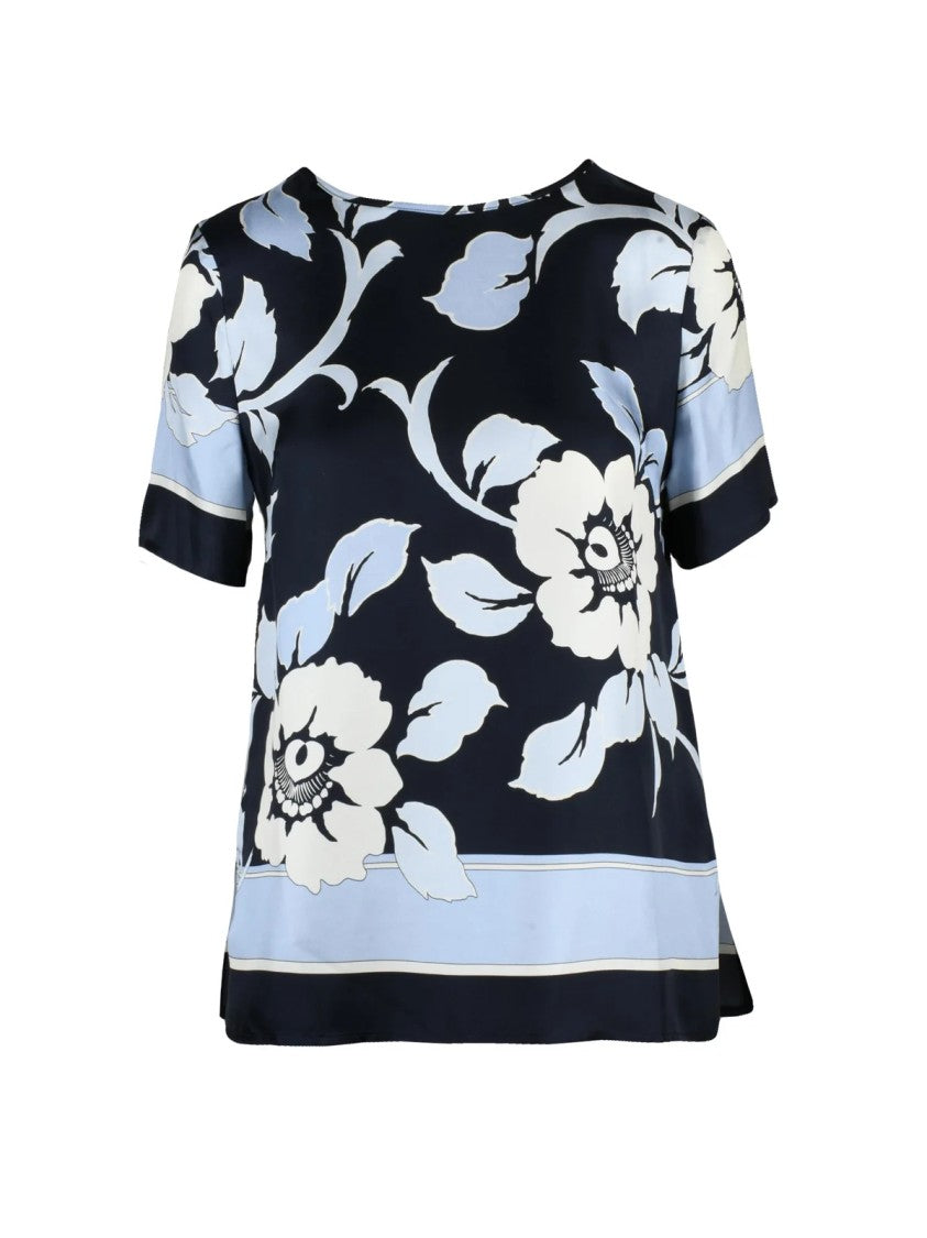 P.A.R.O.S.H. Blue Silk Women's Silk Crew Neck Blouse