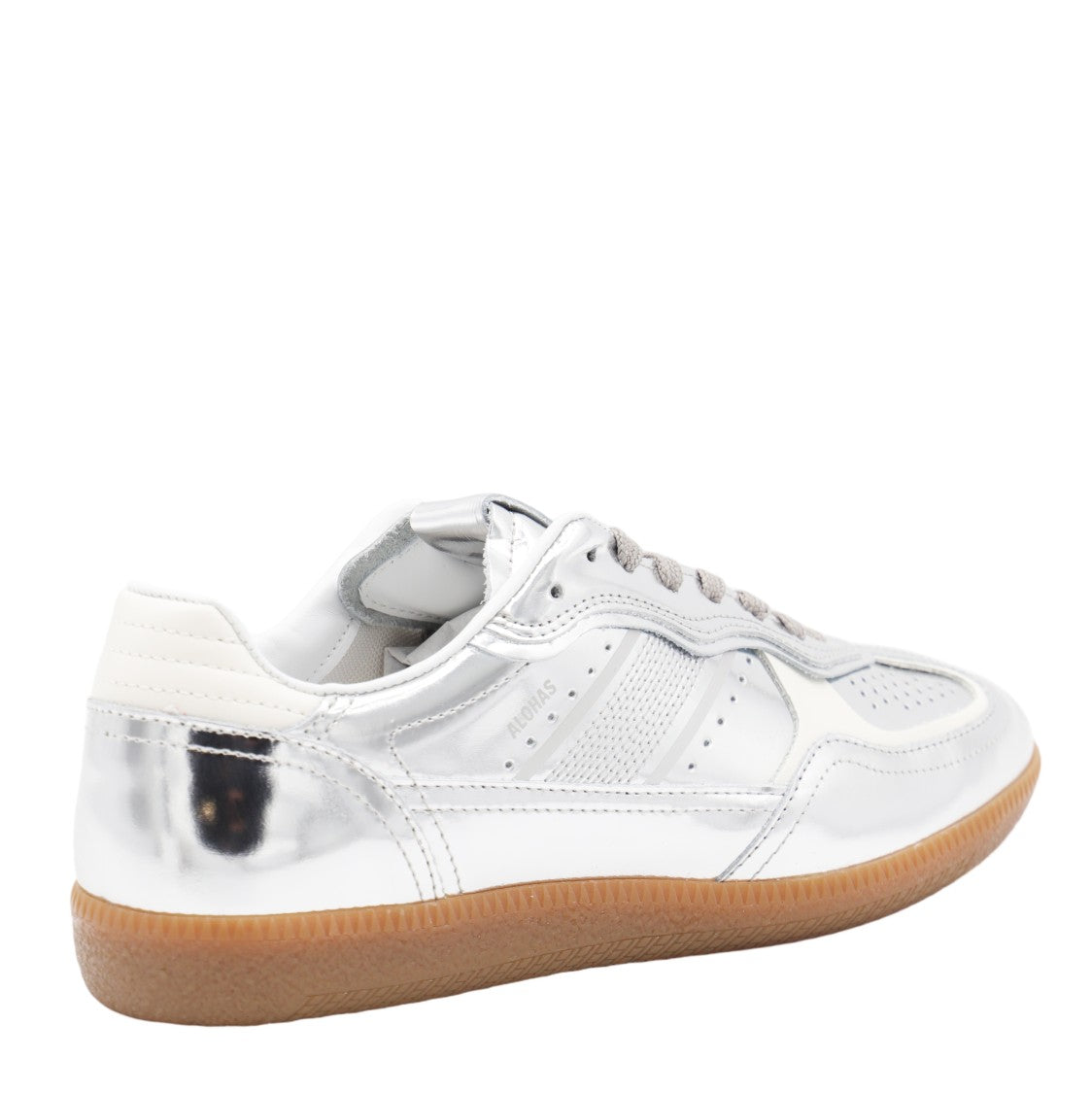 Alohas Reflective Silver Sneakers With Perforated Detailing