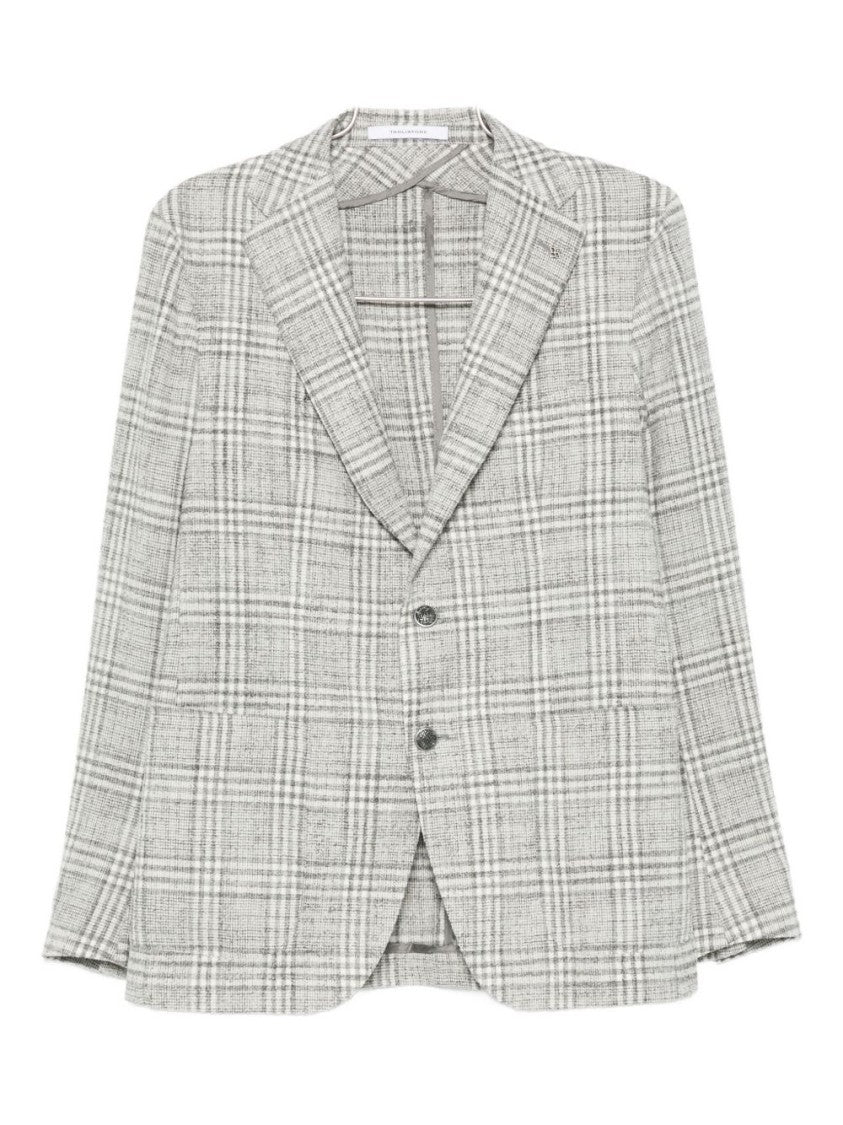 Tagliatore Tailored Grey Jacket With Subtle Plaid Pattern