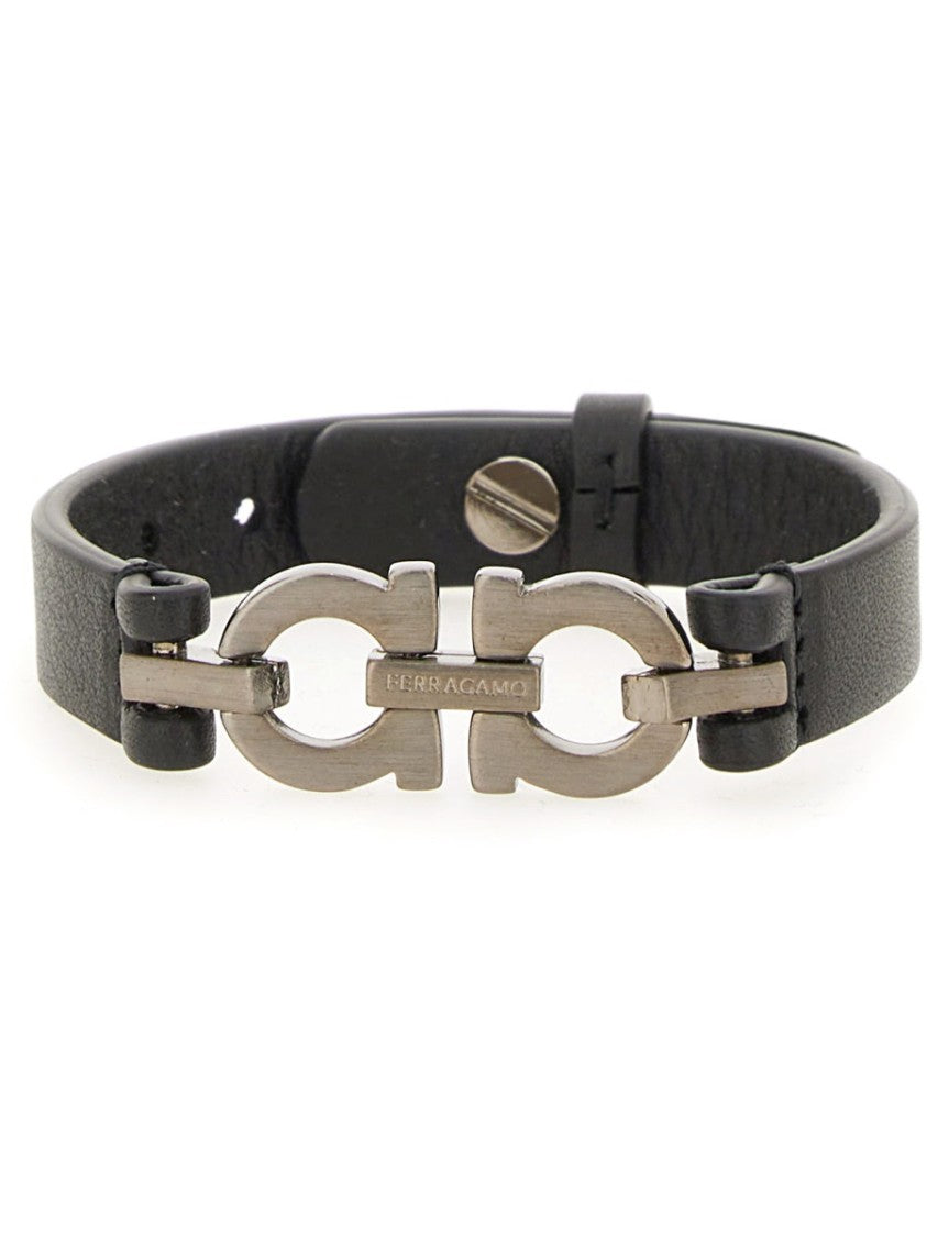 Ferragamo Double Interlocking Metal Clasp Bracelet