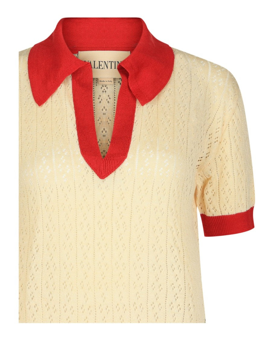Valentino Pointelle-Knit Polo Shirt