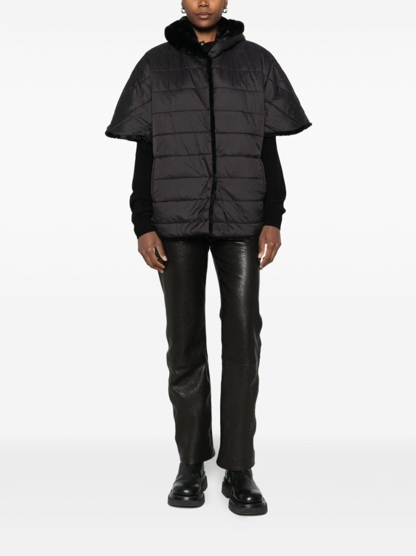 Blugirl Short Quilted Coat With Faux Fur Hood