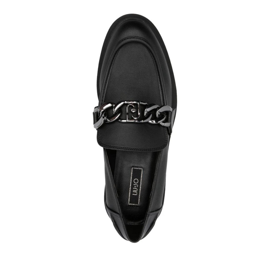Liu Jo Black Gabrielle 23 Polyurethane Silver Chain Loafers