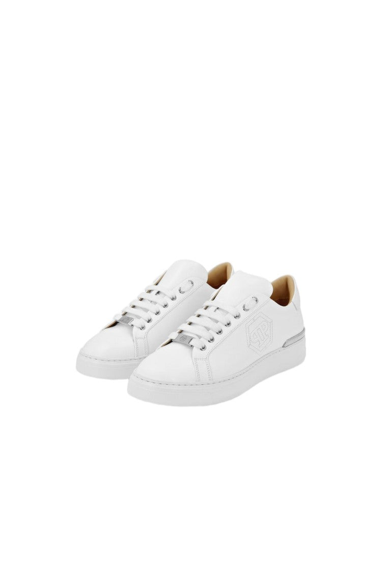 Philipp Plein White Premium Leather Urban Style Sneakers