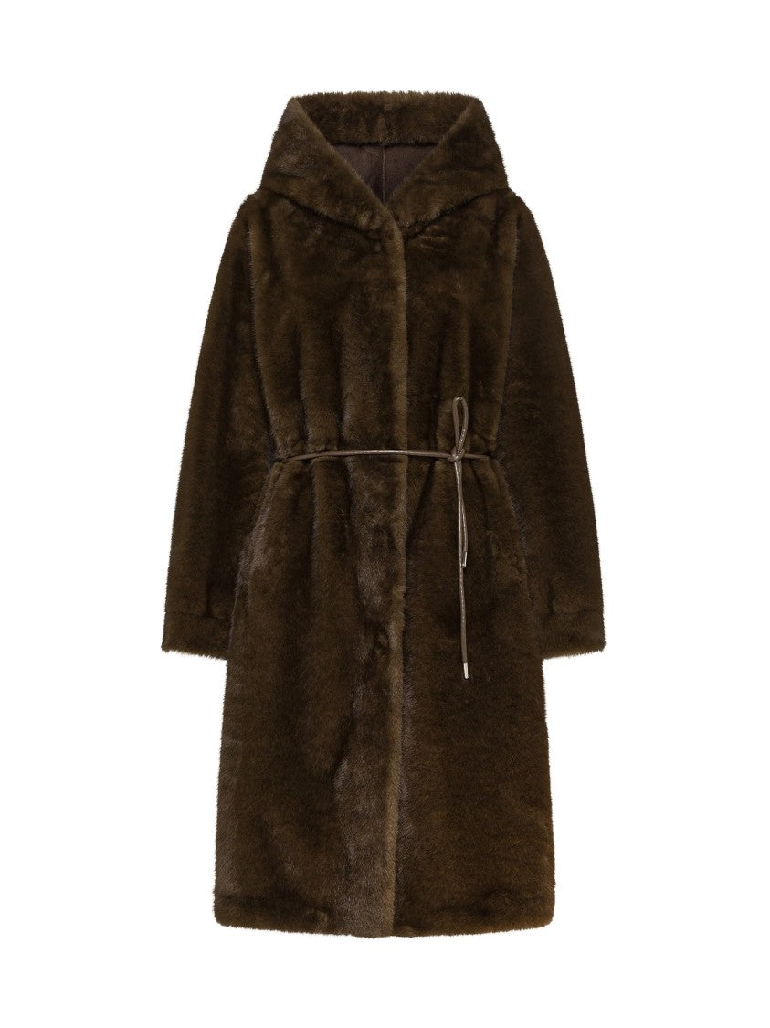 Seventy Venezia Reversible Belted Hooded Faux-Mink Fur Coat