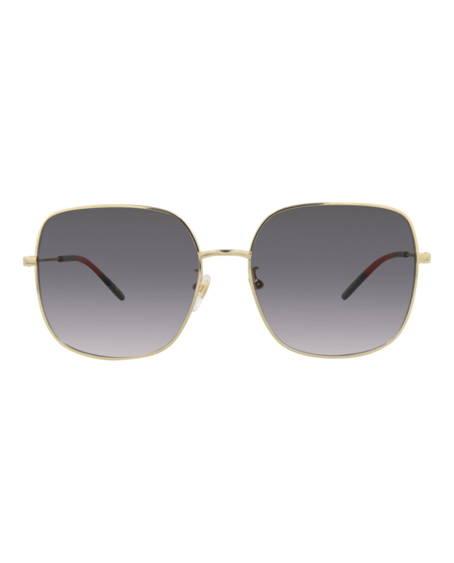 Gucci Square-Frame Metal Sunglasses With Gradient Grey Lenses
