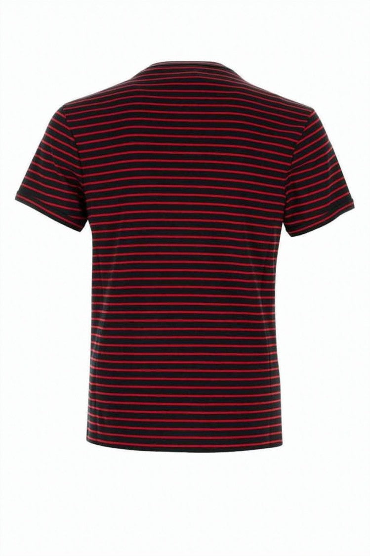 Prada Cotton Crew Neck T-Shirt With Contrasting Stripes