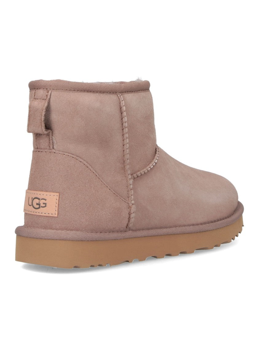 Ugg Taupe Classic Mini Ii Suede Shearling Boots