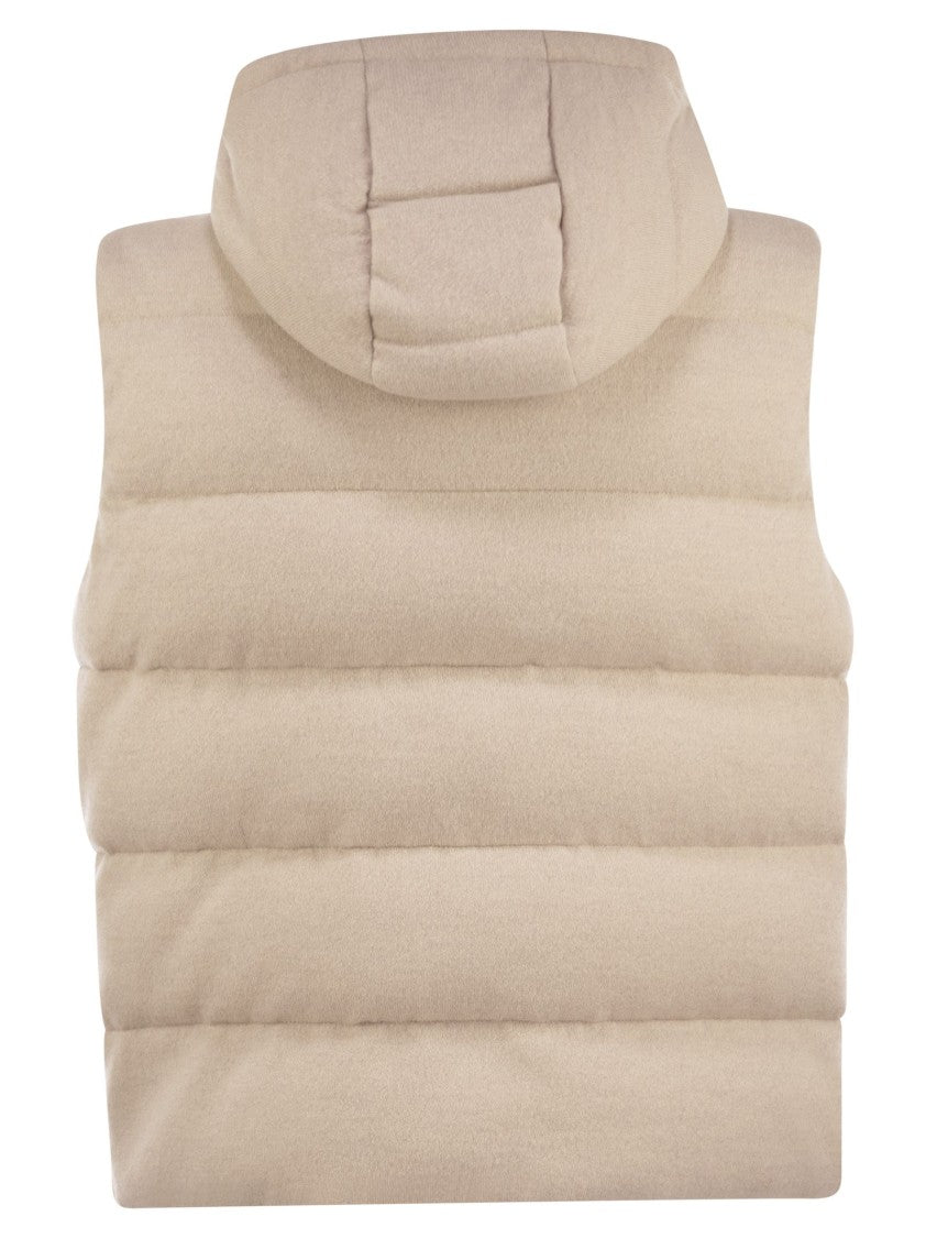 Peserico Goose Down Vest In Wool And Cashmere