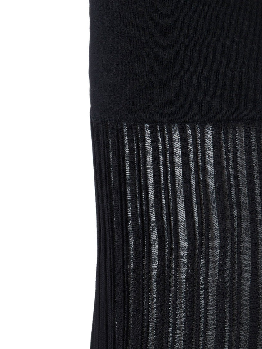 Michael Kors Fold Over Sheer Pleated Maxi Dress