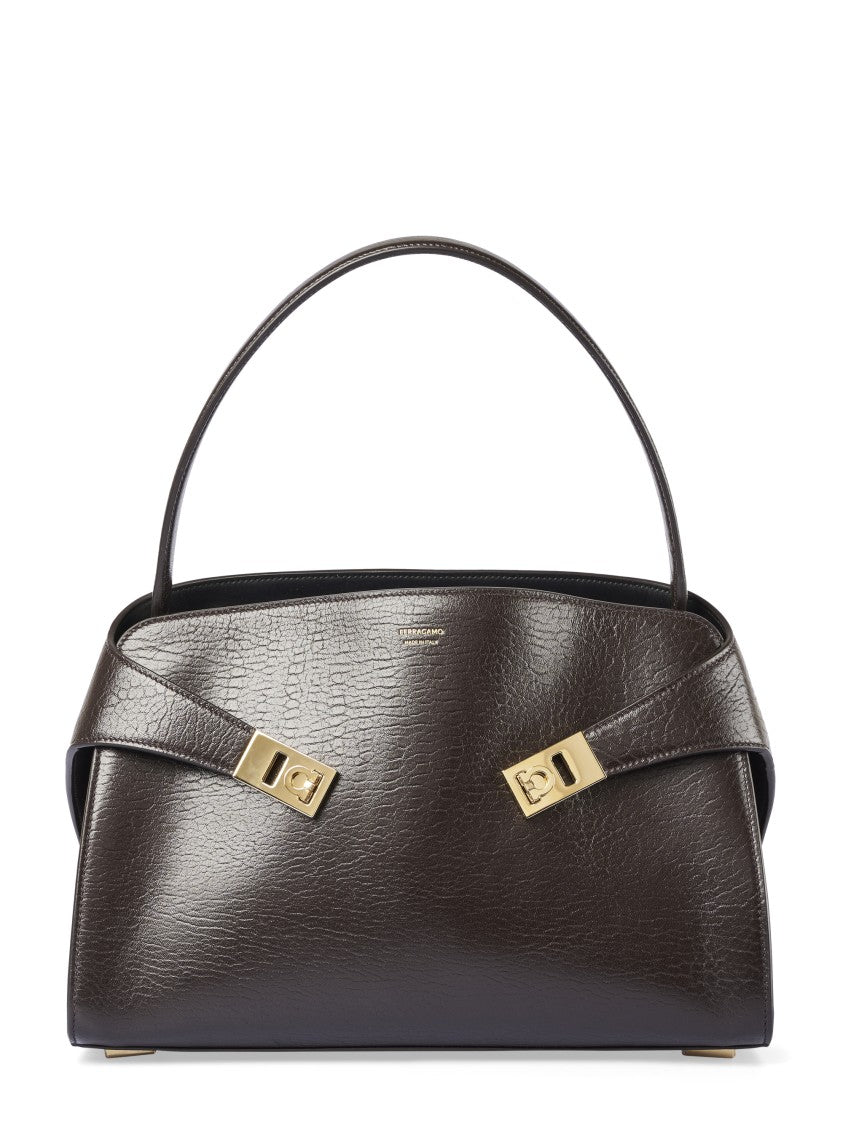 Ferragamo Structured Handbag With Gold-Tone Clasp Details