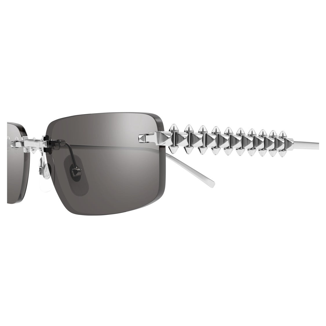 Cartier Ct0544s Rimless Sunglasses With Pyramid-Studded Temples