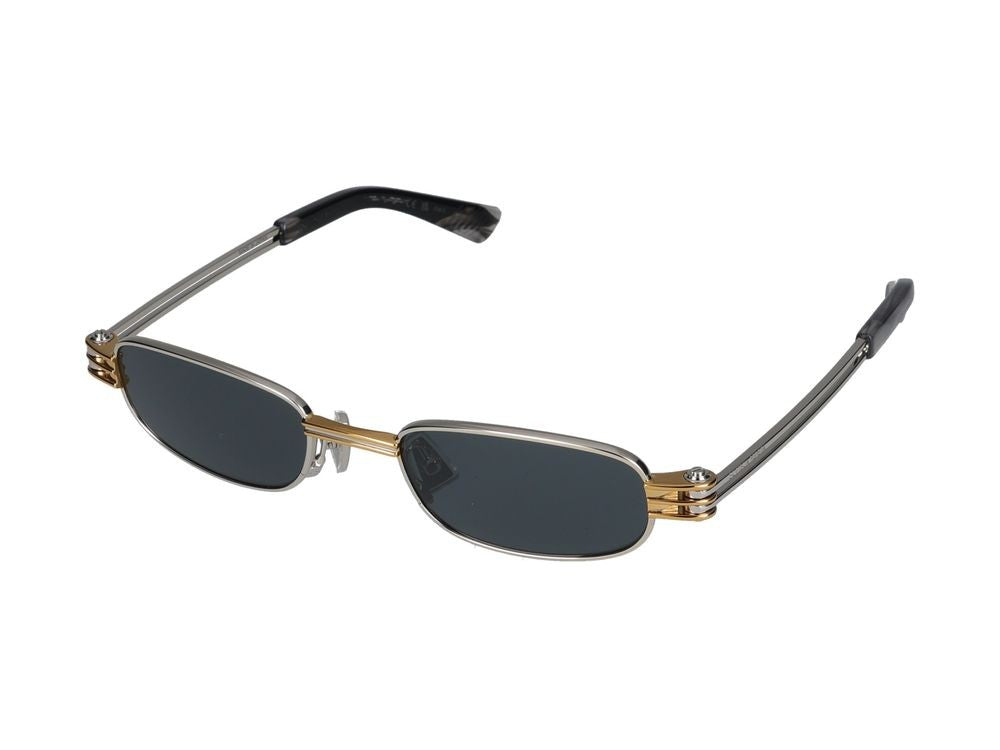 Bottega Veneta Silver Rectangular Metal Frame Sunglasses