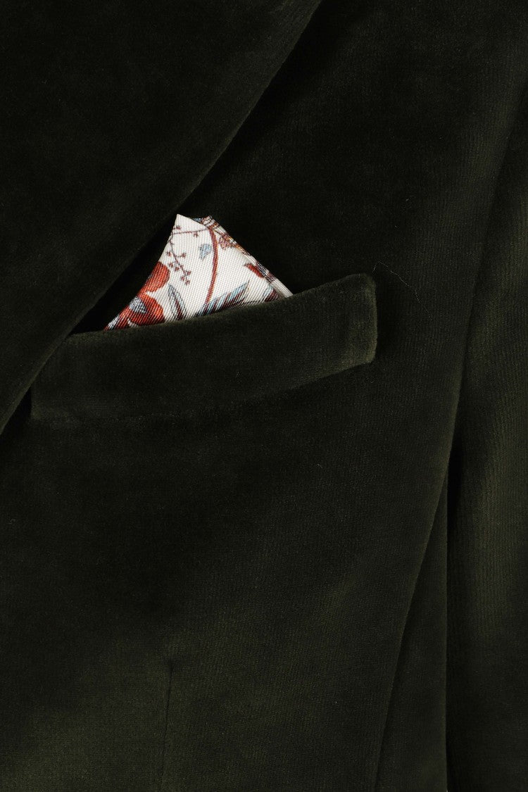 Circolo 1901 Green Slim Single-Breasted Velvet Welt Pocket Jacket