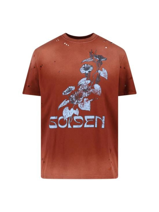 Golden Goose Distressed Rust Short-Sleeve T-Shirt With Graphic Print