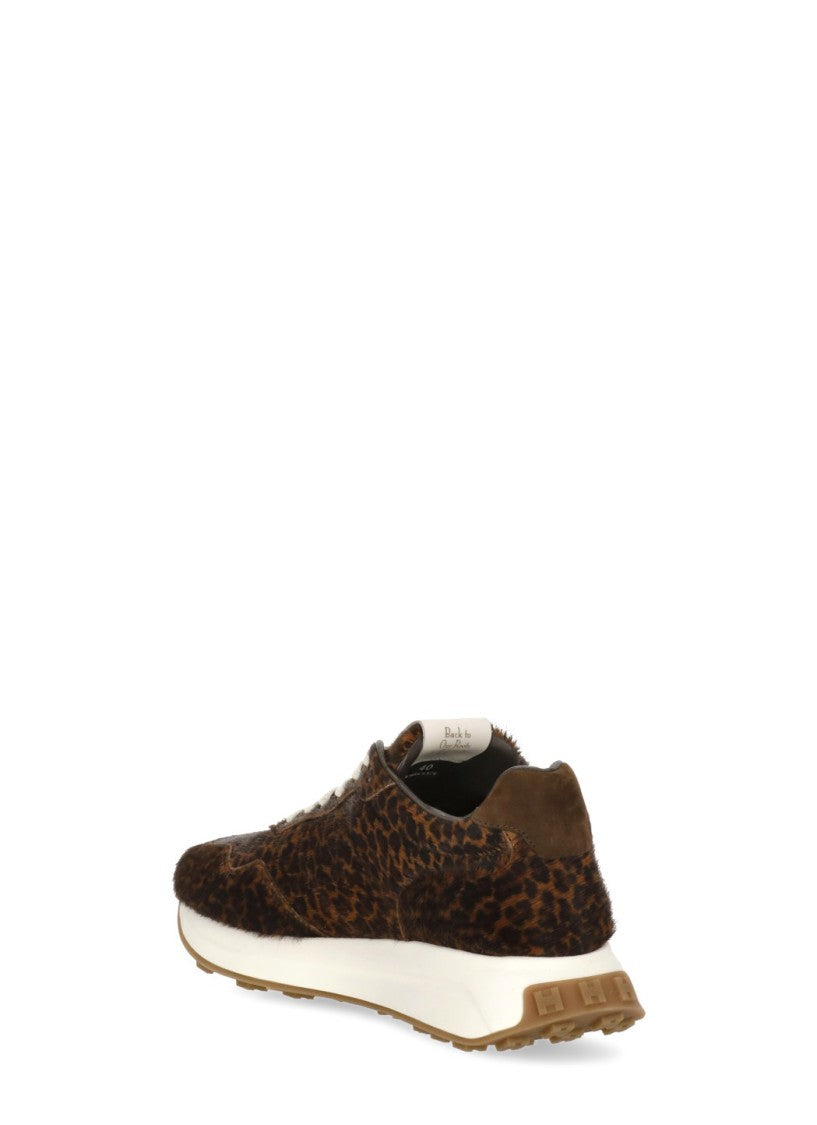 Hogan Brown Pony Hair Low-Top Sneakers