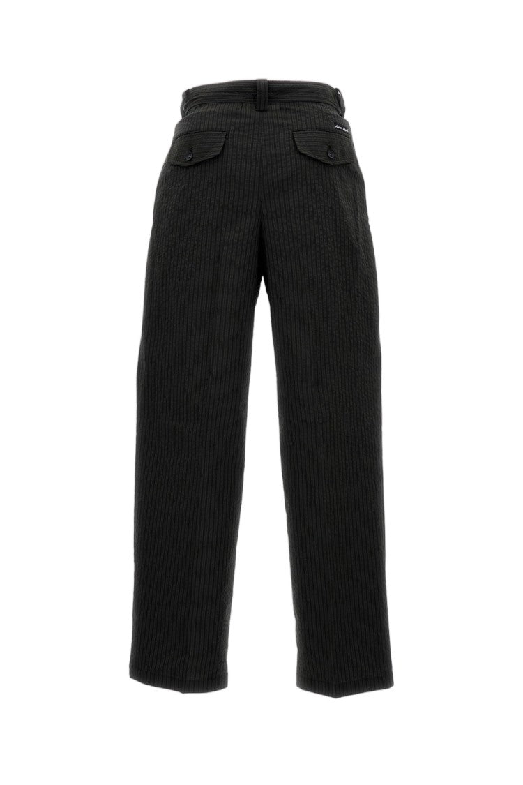 Maison Kitsuné Cotton Wide-Leg Trousers With Striped Pattern And Logo Accents
