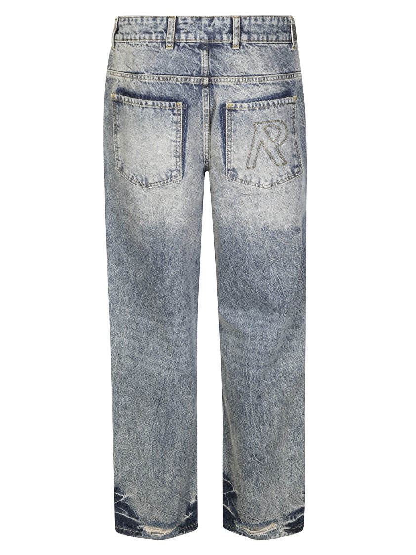 Represent Distressed Baggy Denim Jeans With Five-Pocket Styling