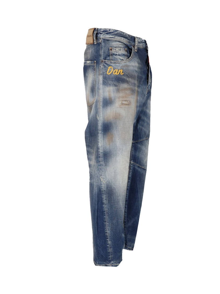 Dsquared2 Blue Kawaii Distressed Wide-Leg Jeans