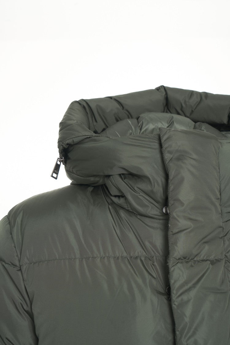 Add Long Quilted Down Jacket With Drawstring Hood