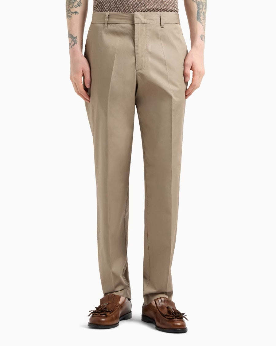 Emporio Armani Father Gray Tailored Stretch Gabardine Trousers