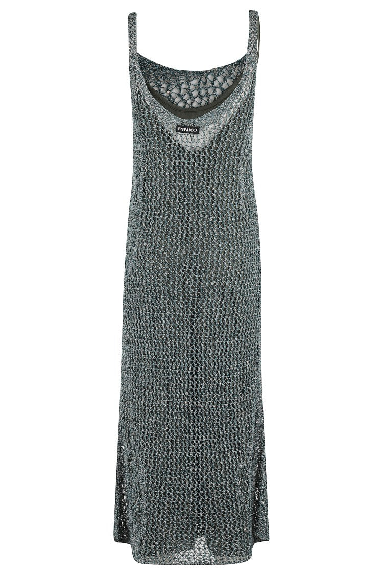 Pinko Mesh Openwork Dress With Mermaid Skirt