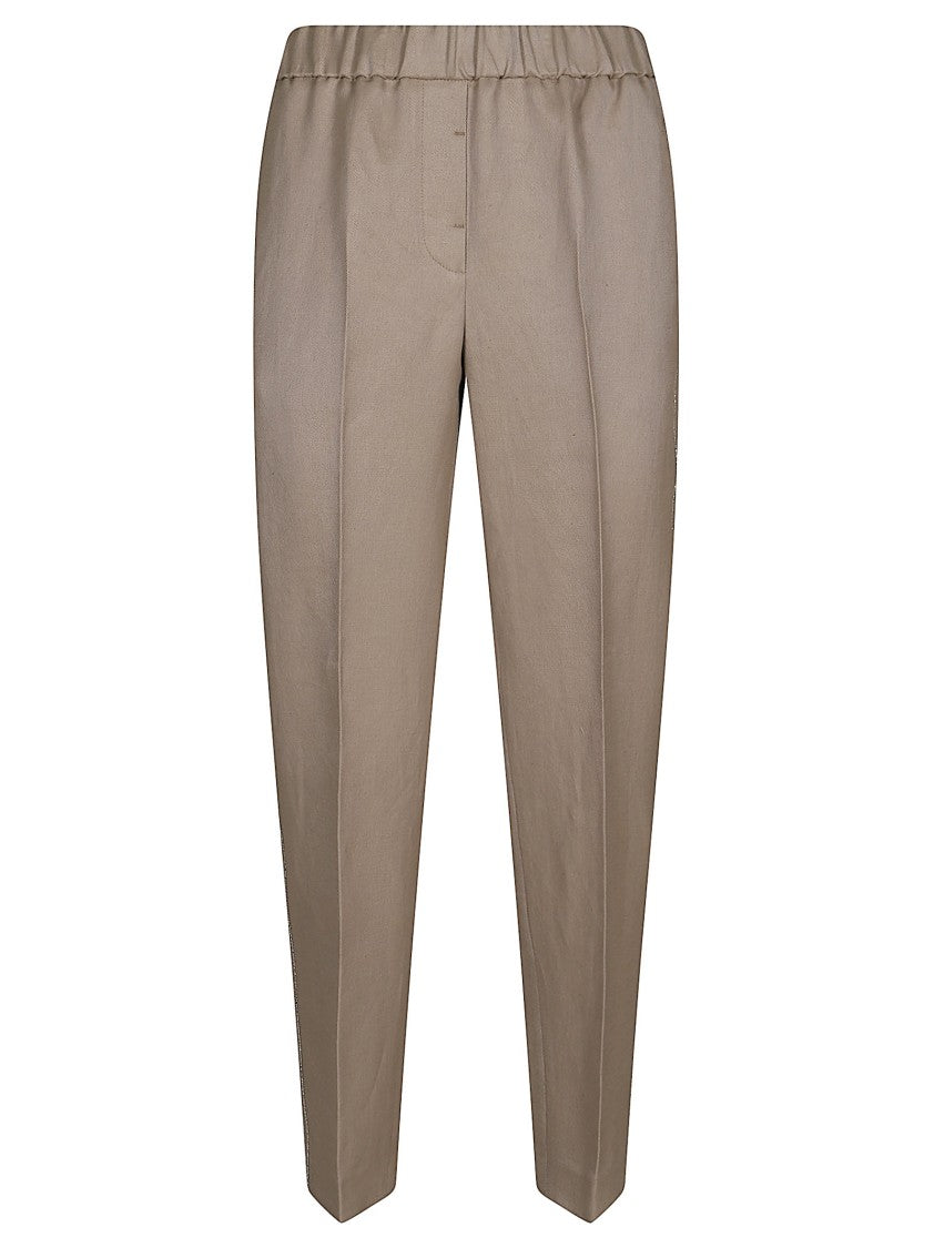 Peserico Regular Fit Grey Trousers With Subtle Shine Detail