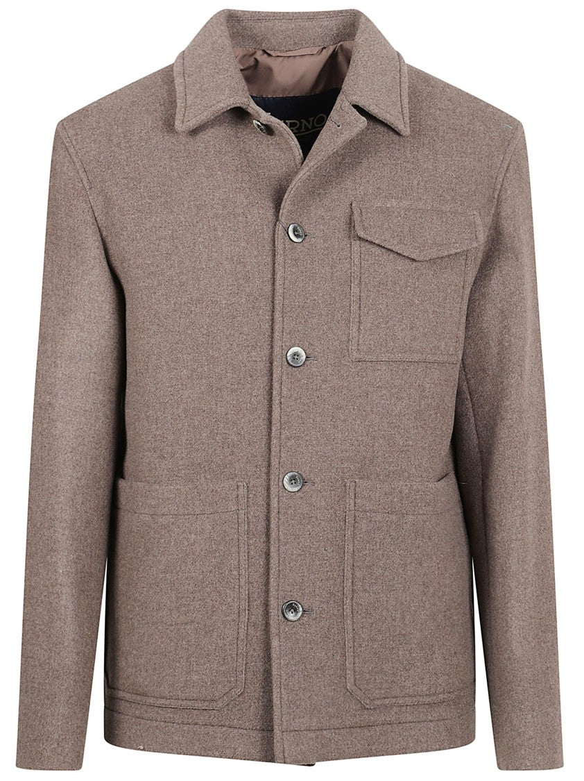 Herno Double-Layered Wool Jacket With Twill Effect