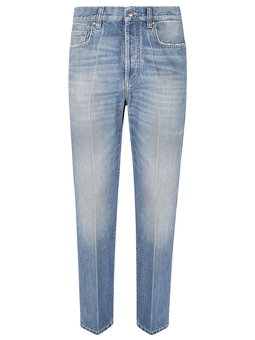 Versace Light Blue Denim Jeans With Subtle Fading