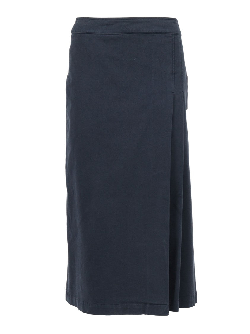 Aspesi Navy Blue Maxi Skirt With High Waist