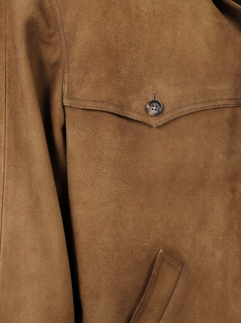 Prada Button-Up Brown Coat With Structured Collar
