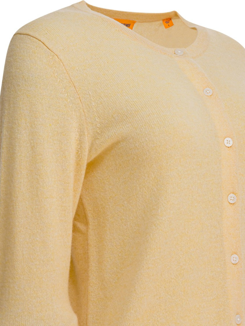Guest In Residence Yellow Cashmere Cardigan With Button-Down Front