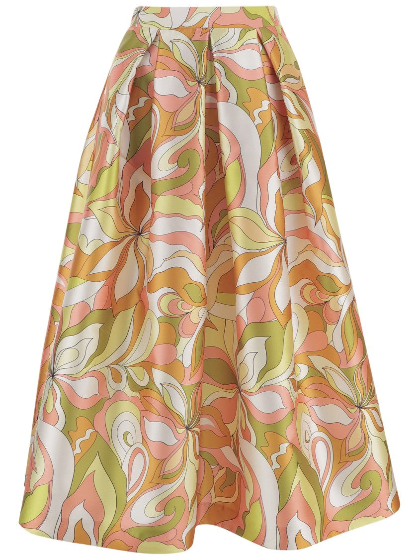 Lunatica Milano Multicolor Fantasy Print Flared Skirt