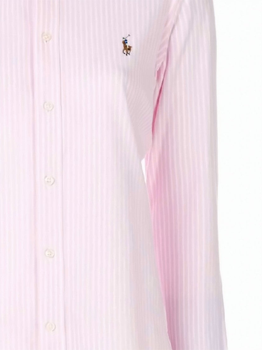 Polo Ralph Lauren Vertical Stripe Long-Sleeved Oxford Shirt With Embroidered Logo