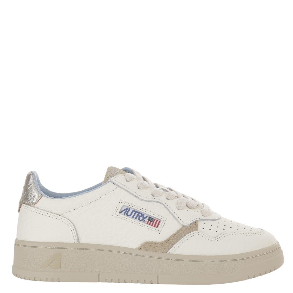 Autry Medalist Low Leather Sneakers With Suede Overlays