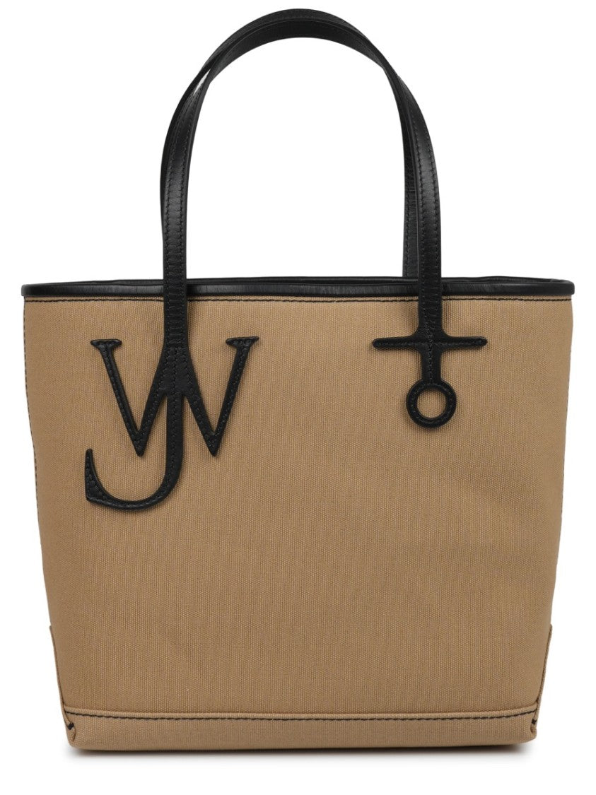J. W. Anderson Structured Beige Cotton Tote Bag With Leather Accents